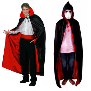 Disfraces de <span class=keywords><strong>Halloween</strong></span> para hombres y mujeres adultos chupar sangre monstruo rojo y negro doble capa cuello alto vestido de capa para niños - Product Image 3