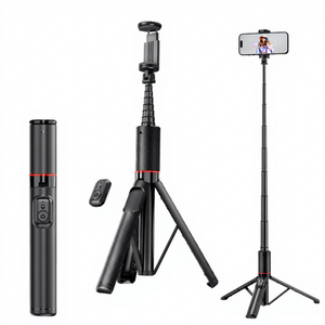 C21 All-in-One Hidden Bracket 52.8" Aluminum Alloy Selfie Stick Tripod with Cold Shoe Expansion Port <b>for</b> Live Streaming 1341mm - Product Image 1