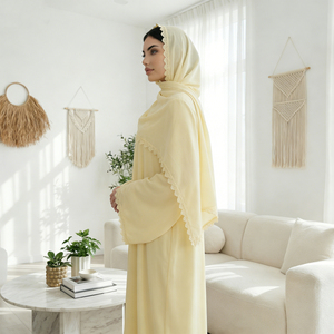 Abaya Loriya dernière collection 2026, dentelle florale, vêtements pour femmes, tissu Nida, cardigan en dentelle, abaya avec hijab, ensemble deux pièces, vêtements musulmans - Product Image 4