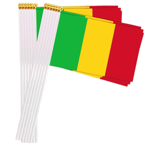 Impresión personalizada <span class=keywords><strong>de</strong></span> país 14*21cm país pequeño <span class=keywords><strong>Mali</strong></span> <span class=keywords><strong>Bandera</strong></span> Nacional ondeando a mano con poste <span class=keywords><strong>de</strong></span> plástico - Product Image 1