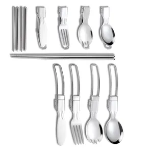Home Fork Spoon Travel Cutlery Set Silver Ware Mirror Polished,Flatware Set Of 2 Folding Kitchenware Cutlery Set/