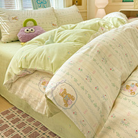 Ensemble de housse de couette Cottagecore 100 % coton 40S, impression réactive respectueuse de l'environnement Oeko-Tex, motifs floraux et à carreaux multiples