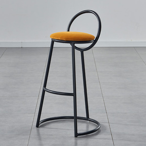 Modern Industrial Multi Color Wood Bar Chair Velvet Fabric Stool with Curve Backrest for Home <b>Kitchen</b> & Dining - Product Image 3