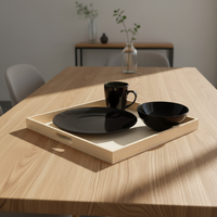 Plateaux rectangulaires et carrés en bois écologiques, souples, avec poignée, à un seul niveau, pour service de cuisine et rangement durable – Nouveauté 2026, Vente Flash
