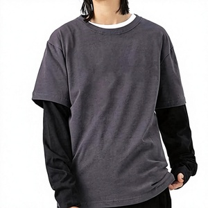 เสื้อยืดคอกลมแขนสั้นทรงหลวมใส่ได้ทั้งชายและหญิง สีพื้น ผ้าฝ้าย 100% ย้อมสีเรียบ ใส่ได้ทุกฤดู - Product Image 1