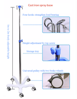 Support de perfusion robuste en acier inoxydable avec base à 5 pieds, crochets multiples, support portable pour perfusion intraveineuse en milieu hospitalier, certifié Classe I