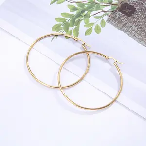 Mode Big Circle C-förmige Ohrringe Damen schmuck Vergoldete übergroße Edelstahl Big Hoop Ohrringe