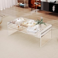 Table basse en acrylique transparente, table d'appoint transparente à bords incurvés pour salon, chambre, appartement, décoration intérieure, présentoir