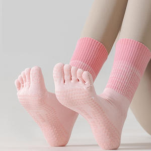 Calcetines de <span class=keywords><strong>Yoga</strong></span> para Mujer, Antideslizantes, Calcetines de Pilates de Algodón con Agarre Antideslizante para Gimnasio, Entrenamiento, Transpirables y que Absorben la Humedad - Product Image 1