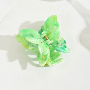 Qianjin, pinza para el pelo de mariposa doble de plástico de color caramelo, diseño de sonrisa, Clip de tiburón texturizado, tocado de Estilo Hawaiano para niña - Product Image 5