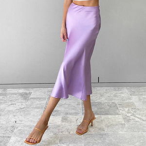 Clacive Ropa De Mujer Vintage <span class=keywords><strong>Satin</strong></span> <span class=keywords><strong>Violet</strong></span> Longue Mode femmes Coréennes <span class=keywords><strong>Jupe</strong></span> Taille Haute A-ligne <span class=keywords><strong>Jupe</strong></span> D'été - Product Image 2