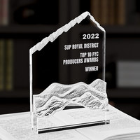 Trophée en cristal de haute qualité, design moderne et simple, impression UV, trophée en cristal transparent solide en forme d'iceberg