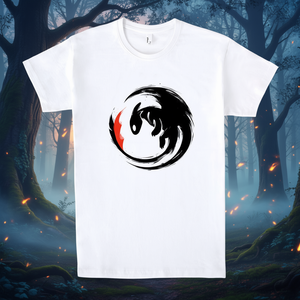 T-shirt Draconic Savior bianca unisex per adulti taglia media con stampa grafica - Product Image 2