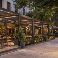 Pergola bioclimatique motorisée professionnelle pour terrasse, toit à lames orientables imperméable, protection solaire