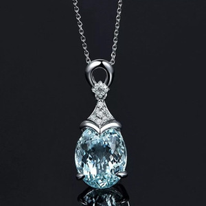 Collana con ciondolo in pietra blu oceano per donna, gioiello minimalista alla moda, regalo. - Product Image 1