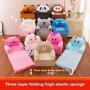 Sofá Plegable de 3 Plazas para Niños, Silla Multifuncional de Dibujos Animados para Bebés y Niños Pequeños, Asiento Perezoso Unisex Tipo Princesa - Product Image 2
