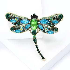 Usine directe 8 pièces 2025 rétro européen et américain strass libellule broche en acier inoxydable bijoux pour cadeau ou fête - Product Image 5