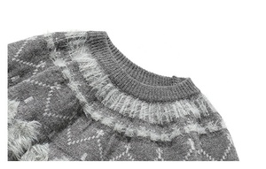 <b>Nordic</b> Pattern Breathable Thick Knit <b>Sweater</b> Unisex Festive Red Jacquard Soft Plush Oversized Relaxed Vintage Casual Winter - Product Image 3