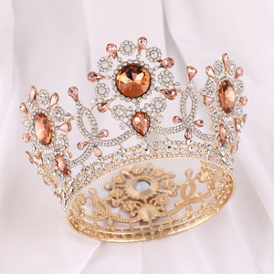 Corona de Novia de Cristal Chapada en Oro Estilo Europeo, Tiaras de Aleación de Zinc con Pedrería de Lujo, Accesorios para el Cabello Elegantes para Fiestas - Product Image 5