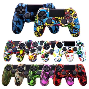 Silicone Case Para PS4 / Pro/Slim Controlador de Proteção Pele Anti-Slip Cover Case Água Impressão Polegar Vara Acessórios