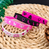 Pulseras de Silicona Personalizadas al por Mayor de Fábrica, Pulseras de Goma Rosas para Fiestas de Baile y Cumpleaños, Suministros para Eventos, Logotipo Personalizado