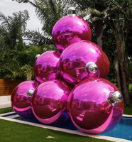 Boule miroir gonflable rose, bleue, violette, argentée, boule de Noël gonflable chromée colorée pour ballons à suspendre dans les centres commerciaux