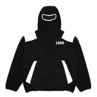 Sweat à capuche cagoule en polaire Sherpa bleu poudré personnalisé pour homme, chaud, hiver, masque intégré, colorblock, coupe oversize