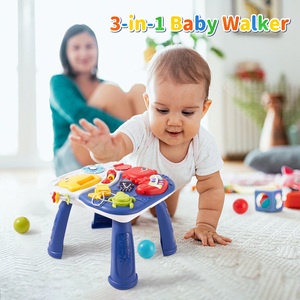 Marche-bébé interactif multifonctionnel, centre d'activités pliable, jouet à pousser, table d'apprentissage musicale pour tout-petits - Product Image 2