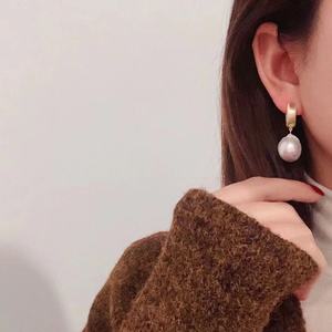 Moda inci küpeler kadın yaldızlı pirinç gerçek doğal barok inci küpeler - Product Image 6