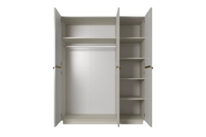 <span class=keywords><strong>Armario</strong></span> Independiente de Madera MDF Blanco Acanalado Contemporáneo Personalizado con Tiradores Metálicos, 3 Puertas Extensibles, para Dormitorio, Sala de Estar o Escuela - Product Image 2