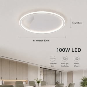 โคมไฟเพดาน LED ทรงกลมทันสมัย ดีไซน์บางเฉียบ ปรับความสว่างได้ พร้อมรีโมทคอนโทรล ฐานเหล็ก สำหรับห้องนั่งเล่นและห้องนอน 100W 3CCT - Product Image 3