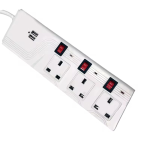 Premium 3 Way UK Standard Extension <strong>Sockets</strong> Individual <strong>Switched</strong> USB Power Strip for Electronic Devices - Product Image 6