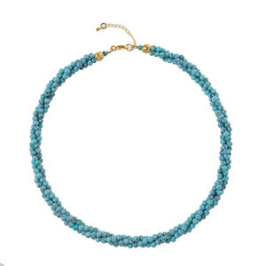 Turquoise Twisted 3-Row <b>Crystal</b> Necklace with Gemstones - Product Image 4