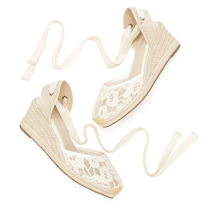 Sandales d'été pour femmes à <span class=keywords><strong>talon</strong></span> compensé haut, à bride cheville, bout fermé, plateforme épaisse, style espadrilles, sexy, à lacets - Product Image 1