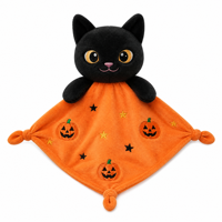 Couverture de sécurité chat noir effrayant, jouet en peluche doux en coton PP personnalisé, vente en gros OEM, cadeau promotionnel, approvisionnement en vrac pour bébés et nourrissons