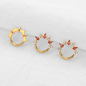 Anneau de nez en titane G23 avec pierres en zircon pour bijoux de piercing corporel - Product Image 4