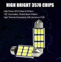 Ampoules LED Festoon Canbus LANSEKO 6418 6411 DE3425 C5W DE3423 36MM avec puces 5730 2W 250LM Blanc pour éclairage de plaque d'immatriculation et de plafonnier