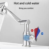 Robinet de cuisine en acier inoxydable à rotation 1080 degrés, structure robotique, mitigeur d'eau chaude et froide pour lavabo de salle de bain