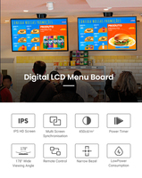 Papan Menu Restoran Gantung Digital Signage Display Retail Restoran Cepat Saji UHD LCD Iklan Android Layar Komersial