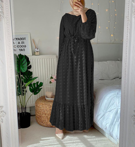 Vestido largo maxi 3D con pompones para mujer, cuello redondo, manga larga, estilo musulmán, Dubái, Turquía, Qatar, Omán, ropa árabe - Product Image 3