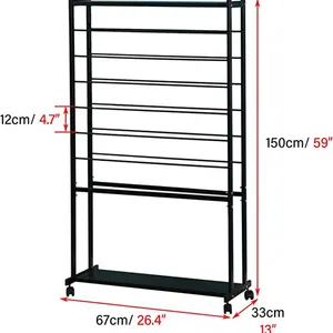 JH-Mech Ribbon Rack carrinho com rodas grande capacidade 8 camada Heavy Duty Metal dupla face papel de embrulho prateleira de exposição