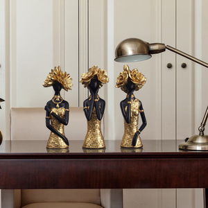 ชุดตุ๊กตาประดับตกแต่ง 3 ชิ้น สีทอง ลายสานเทียม ทำด้วยเรซิ่นสังเคราะห์ สำหรับตกแต่งโต๊ะในห้องนั่งเล่นหรือทางเข้าบ้าน - Product Image 5