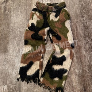 Custom Unisex Mohair <b>Wool</b> Camo Sweat <b>Pants</b> Print Oversized Drawstring Streetwear Fluffy Fuzzy Knit Mohair Track <b>Pants</b> Men - Product Image 1