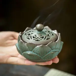 Quemador de incienso de loto hecho a mano, palo de cerámica de lujo, gran oferta
