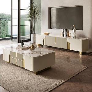 Centro de entretenimiento blanco moderno con Base de Metal dorado, sala de estar lateral para gabinete de almacenamiento, Unidad de <span class=keywords><strong>TV</strong></span>, soporte ZN 302 para apartamento - Product Image 1