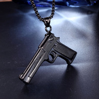 Collar de Cadena con Colgante de Pistola para Hombre, de Acero Inoxidable, Chapado en Oro y Plata, de Lujo y Moderno, Regalo de Aniversario