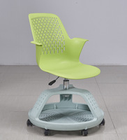 Chaise d'entraînement scolaire en plastique réglable en hauteur avec support pour ordinateur portable/tablette, porte-gobelet et roulettes pour salles de classe universitaires intelligentes