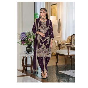 Chinon lourd avec broderie travail Salwar Kameez costume pour mariage et fête porter de l'Inde exportation - Product Image 1