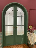 Puerta Decorativa Interior de Doble Arco, Estilo Francés Moderno, de Aleación de Aluminio, Acabado Retro