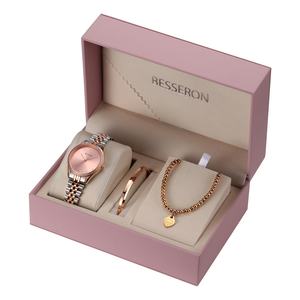 Reloj de Lujo para Mujer 2025, Cuarzo Analógico, Bisel con 3 Diamantes, Acero Inoxidable, Elegante Pulsera y Collar de Regalo, 32mm, Resistente al Agua - Product Image 3